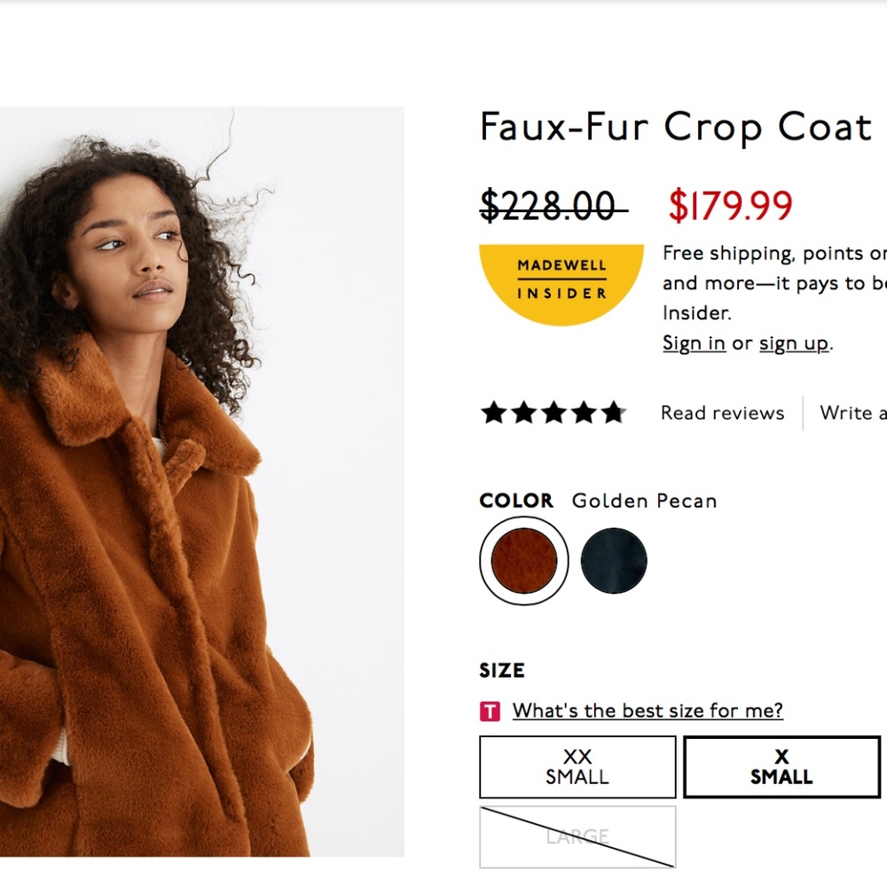Madewell Faux-Fur Crop Coat